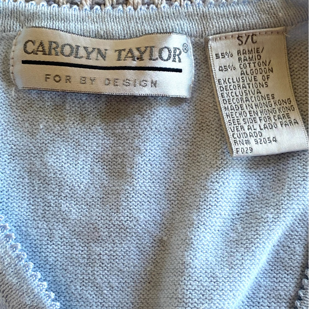 Carolyn Taylor Preppy 90’s Embroidered Floral Breathable Button Spring Cardigan - Picture 3 of 13